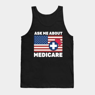 Ask Me About Medicare Health Insurance Sales Agent usa Flag Tank Top